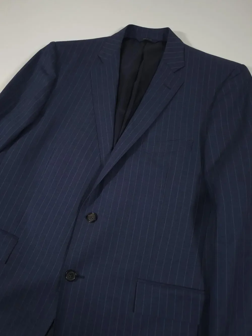 Brooks Brothers Suit Jacket Mens 44R Blue Wool Stripe 1818 Regent Drago Italy